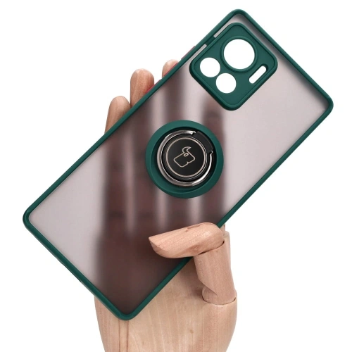Kup Etui z uchwytem na palec Bizon Case Hybrid Ring do Motorola Edge 30 Ultra przydymione z ciemnozieloną ramką - BIZ472 - {ean13} - Sklep Home Screen