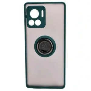 Bizon Case Hybrid Ring Motorola Edge 30 Ultra smoky with a dark green frame