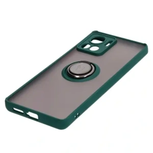 Etui z uchwytem na palec Bizon Case Hybrid Ring do Motorola Edge 30 Ultra przydymione z ciemnozieloną ramką