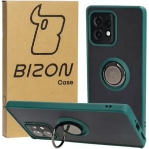 Bizon Case Hybrid Ring Motorola Edge 40 Pro smoky with a dark green frame