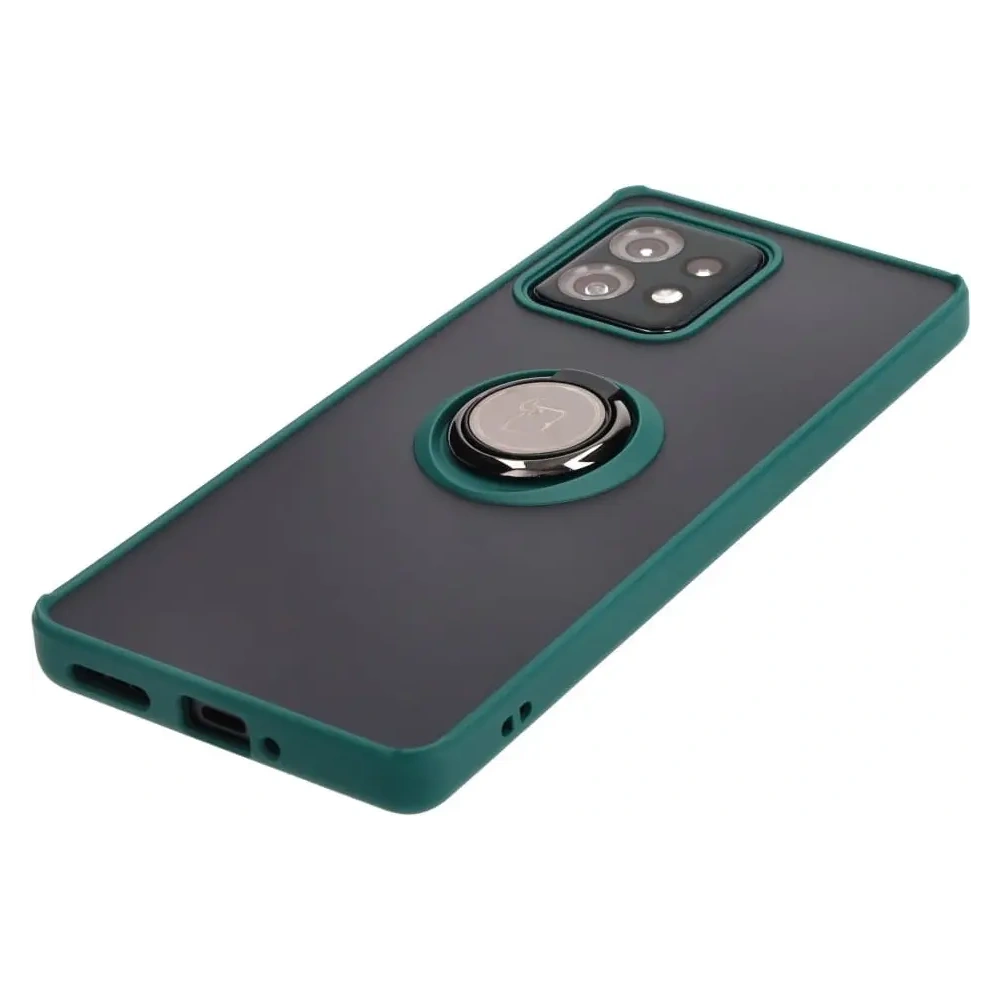 Etui z uchwytem na palec Bizon Case Hybrid Ring do Motorola Edge 40 Pro przydymione z ciemnozieloną ramką