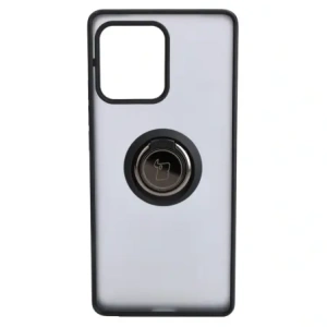 Etui s úchopem na prst Bizon Case Hybrid Ring pro Motorola Edge 40 Pro kouřové s černým rámečkem