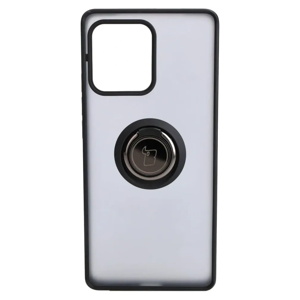 Etui z uchwytem na palec Bizon Case Hybrid Ring do Motorola Edge 40 Pro przydymione z czarną ramką