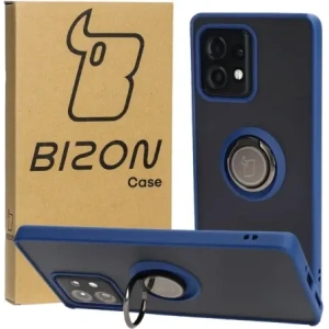 Bizon Case Hybrid Ring Motorola Edge 40 Pro smoky with a navy blue frame
