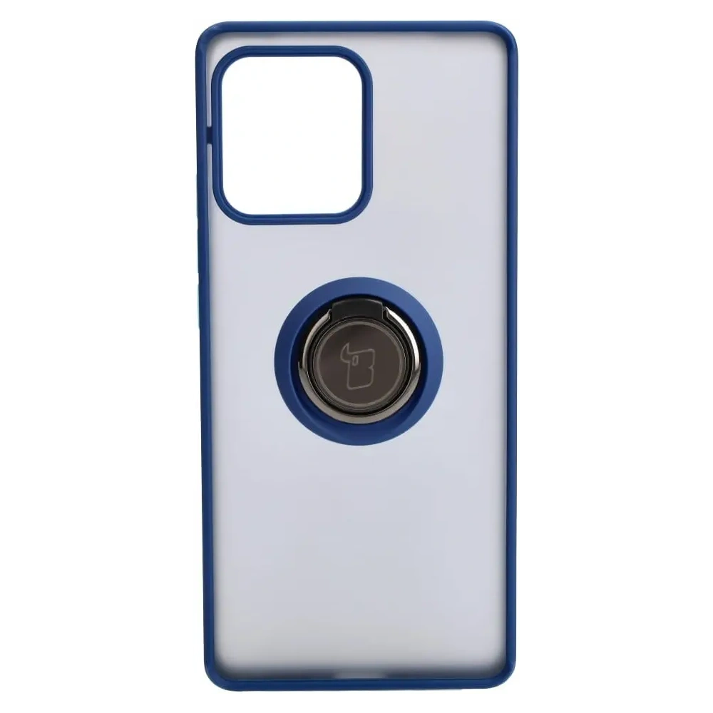 Etui z uchwytem na palec Bizon Case Hybrid Ring do Motorola Edge 40 Pro przydymione z granatową ramką