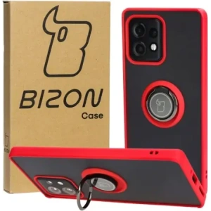 Bizon Case Hybrid Ring Motorola Edge 40 Pro smoky with a red frame