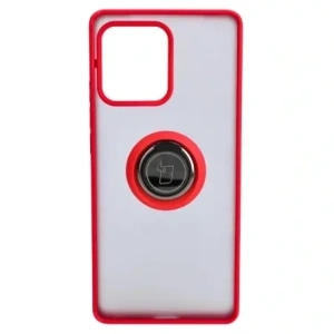 Bizon Case Hybrid Gyűrű Motorola Edge 40 Pro füstös színben, piros kerettel