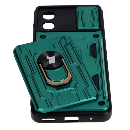 Kup Bizon Case Camshield Kártyahely Gyűrű Motorola Moto E13 5G zöld - BIZ483 - {ean13} - Sklep Home Screen