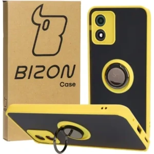 Kup Etui s úchytem na palec Bizon Case Hybrid Ring pro Motorola Moto E13 kouřové s žlutým rámem - BIZ485 - {ean13} - Sklep Home Screen
