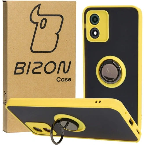 Buy Bizon Case Hybrid Ring Motorola Moto E13 smoky with a yellow frame - BIZ485 - {ean13} - Home Screen Store Europe