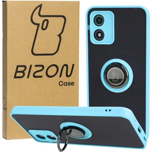 Buy Bizon Case Hybrid Ring Motorola Moto E13 smoky with a light blue frame - BIZ486 - {ean13} - Home Screen Store Europe