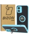 Bizon Case Hybrid Ring Motorola Moto E13 smoky with a light blue frame