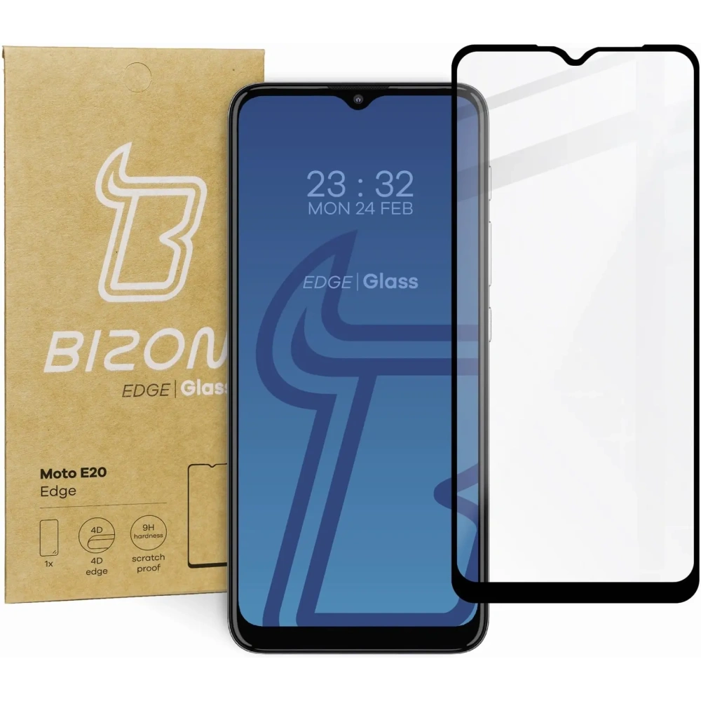 Szkło hartowane Bizon Glass Edge do Moto E20 czarne