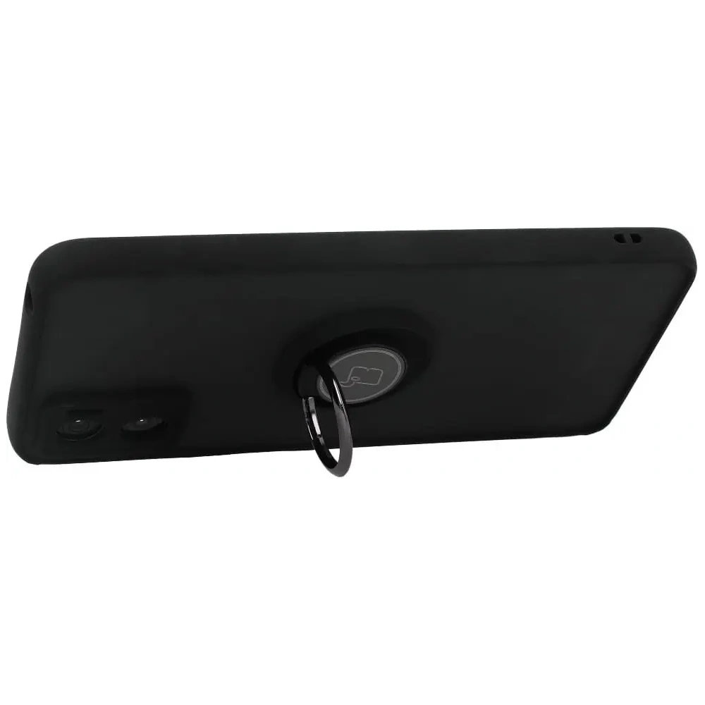 Etui z uchwytem na palec Bizon Case Hybrid Ring do Motorola Moto E22 / E22i przydymione z czarną ramką