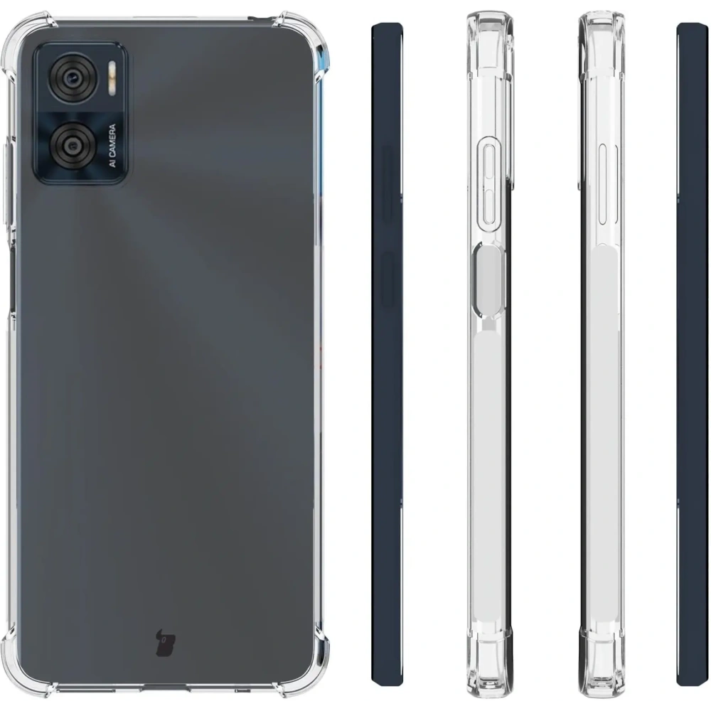 Etui + 2x folia Bizon Case Clear Pack do Motorola Moto E22 / E22i przezroczyste