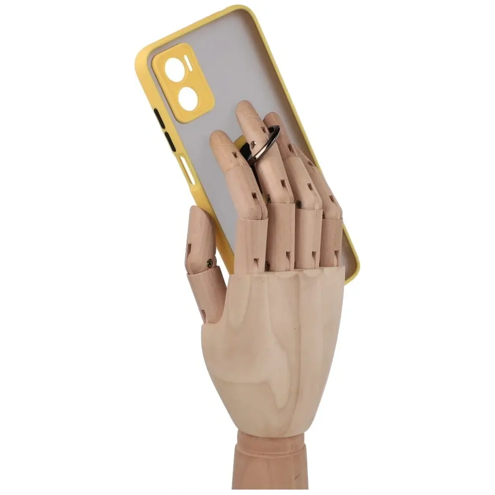 Etui z uchwytem na palec Bizon Case Hybrid Ring do Motorola Moto E22 / E22i przydymione z żółtą ramką