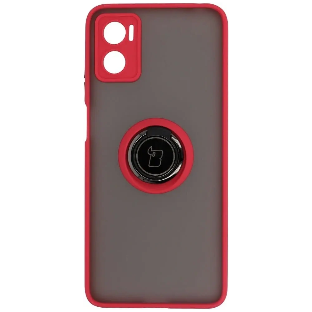 Etui z uchwytem na palec Bizon Case Hybrid Ring do Motorola Moto E22 / E22i przydymione z czerwoną ramką