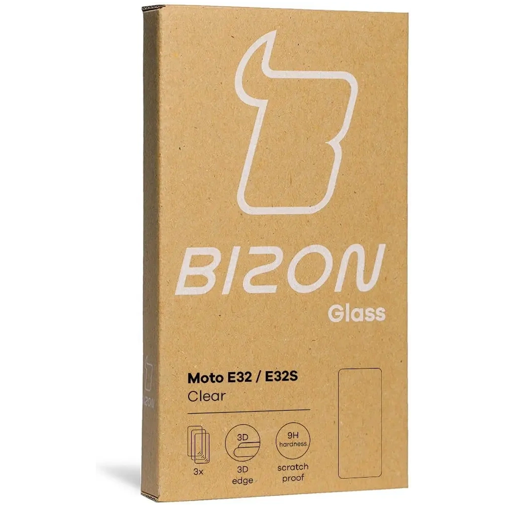 Szkło hartowane Bizon Glass Clear - 3 szt. + obiektyw Motorola Moto E32 / E32s