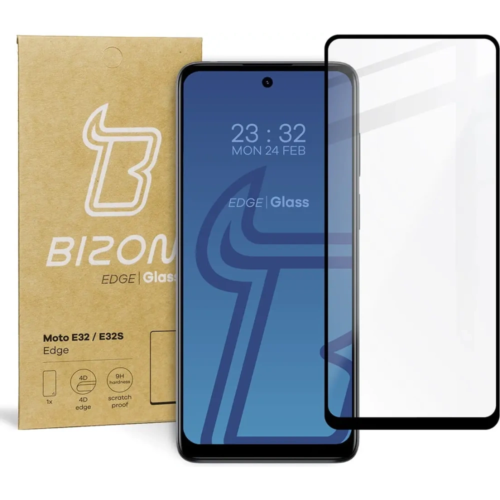 Szkło hartowane Bizon Glass Edge do Motorola Moto E32 / E32s czarne