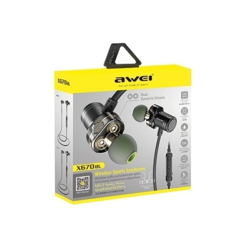 Buy AWEI Wireless In-Ear Earphones Bluetooth X670BL black Dual Dynamic Drivers - AWEI040BLK - {ean13} - Home Screen Store Europe