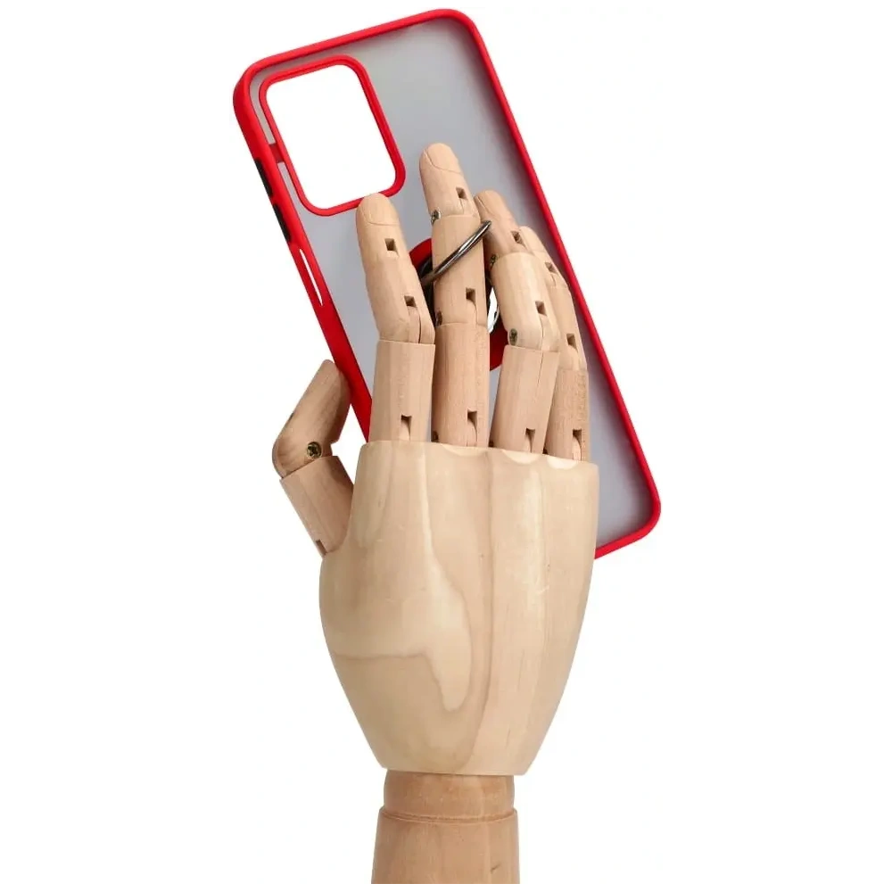 Etui z uchwytem na palec Bizon Case Hybrid Ring do Motorola Moto G13 / G23 / G53 5G przydymione z czerwoną ramką