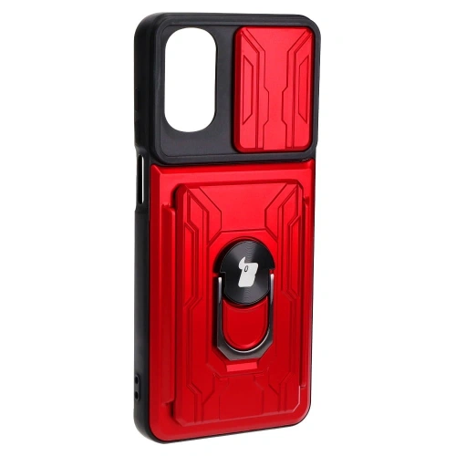 Kup Bizon Case Camshield Kártyahely Gyűrű Moto G22 piros - BIZ517 - {ean13} - Sklep Home Screen