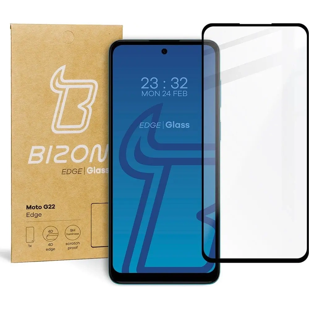 Szkło hartowane Bizon Glass Edge do Moto G22 czarne