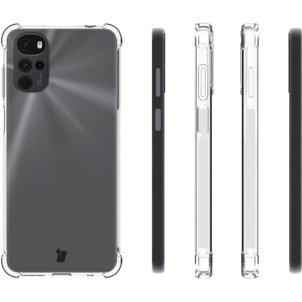 Etui + 2x szkło na ekran + obiektyw Bizon Case Clear Pack do Moto G22 przezroczyste