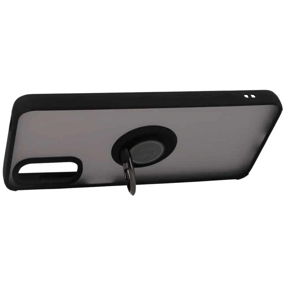 Etui z uchwytem na palec Bizon Case Hybrid Ring do Motorola Moto G22 / E32 / E32s przydymione z czarną ramką