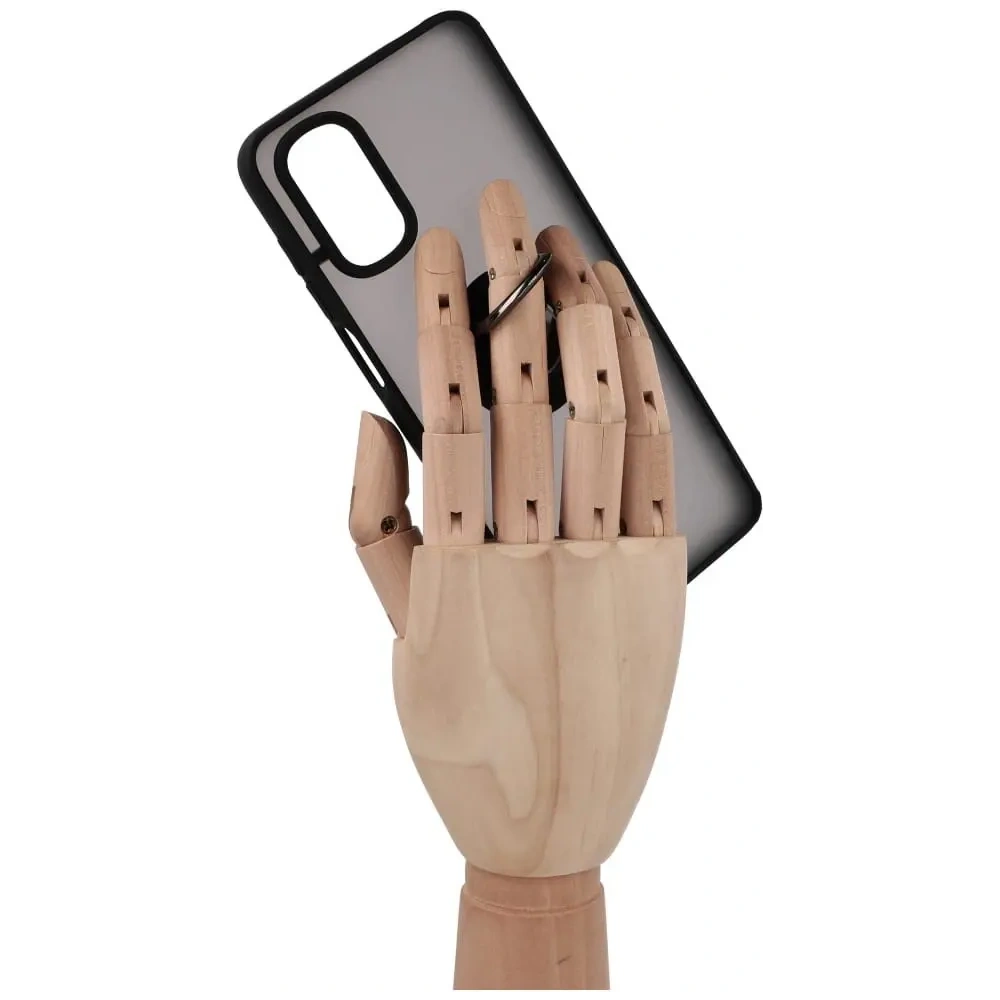 Etui z uchwytem na palec Bizon Case Hybrid Ring do Motorola Moto G22 / E32 / E32s przydymione z czarną ramką