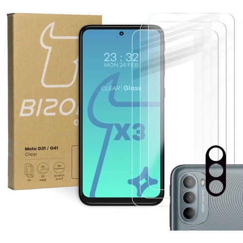 Kup Szkło hartowane Bizon Glass Clear - 3 szt. + obiektyw Moto G31 / G41 - BIZ529 - {ean13} - Sklep Home Screen