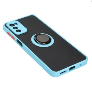 Kup Etui z uchwytem na palec Bizon Case Hybrid Ring do Motorola Moto G42  przydymione z jasnoniebieską ramką - BIZ532 - {ean13} - Sklep Home Screen