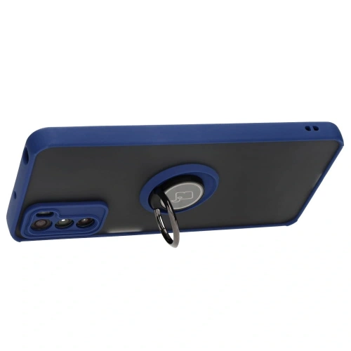 Kup Bizon Case Hybrid Ring Motorola Moto G42 fumuriu cu un cadru albastru închis - BIZ534 - {ean13} - Sklep Home Screen