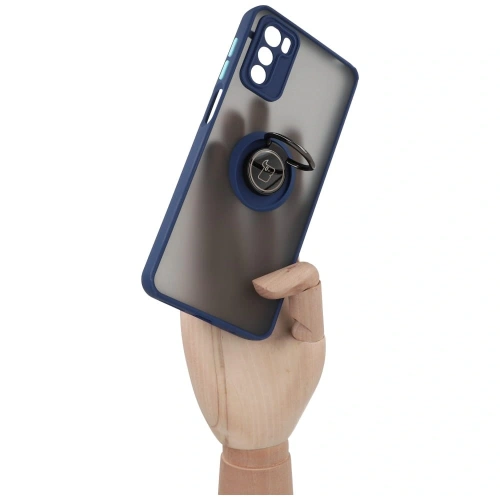 Kup Bizon Case Hybrid Ring Motorola Moto G42 fumuriu cu un cadru albastru închis - BIZ534 - {ean13} - Sklep Home Screen