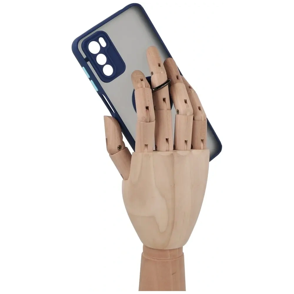 Etui z uchwytem na palec Bizon Case Hybrid Ring do Motorola Moto G42  przydymione z granatową ramką