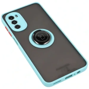 Kup Etui z uchwytem na palec Bizon Case Hybrid Ring do Motorola Moto G52 / G82 przydymione z jasnoniebieską ramką - BIZ540 - {ean13} - Sklep Home Screen