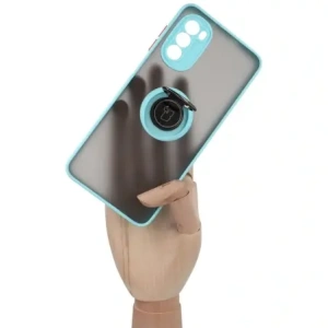 Kup Etui z uchwytem na palec Bizon Case Hybrid Ring do Motorola Moto G52 / G82 przydymione z jasnoniebieską ramką - BIZ540 - {ean13} - Sklep Home Screen