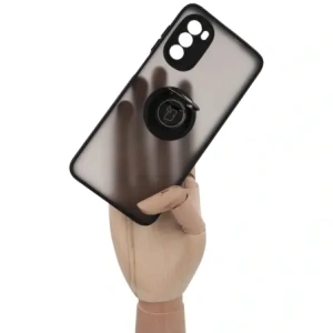 Kup Etui z uchwytem na palec Bizon Case Hybrid Ring do Motorola Moto G52 / G82 przydymione z czarną ramką - BIZ541 - {ean13} - Sklep Home Screen
