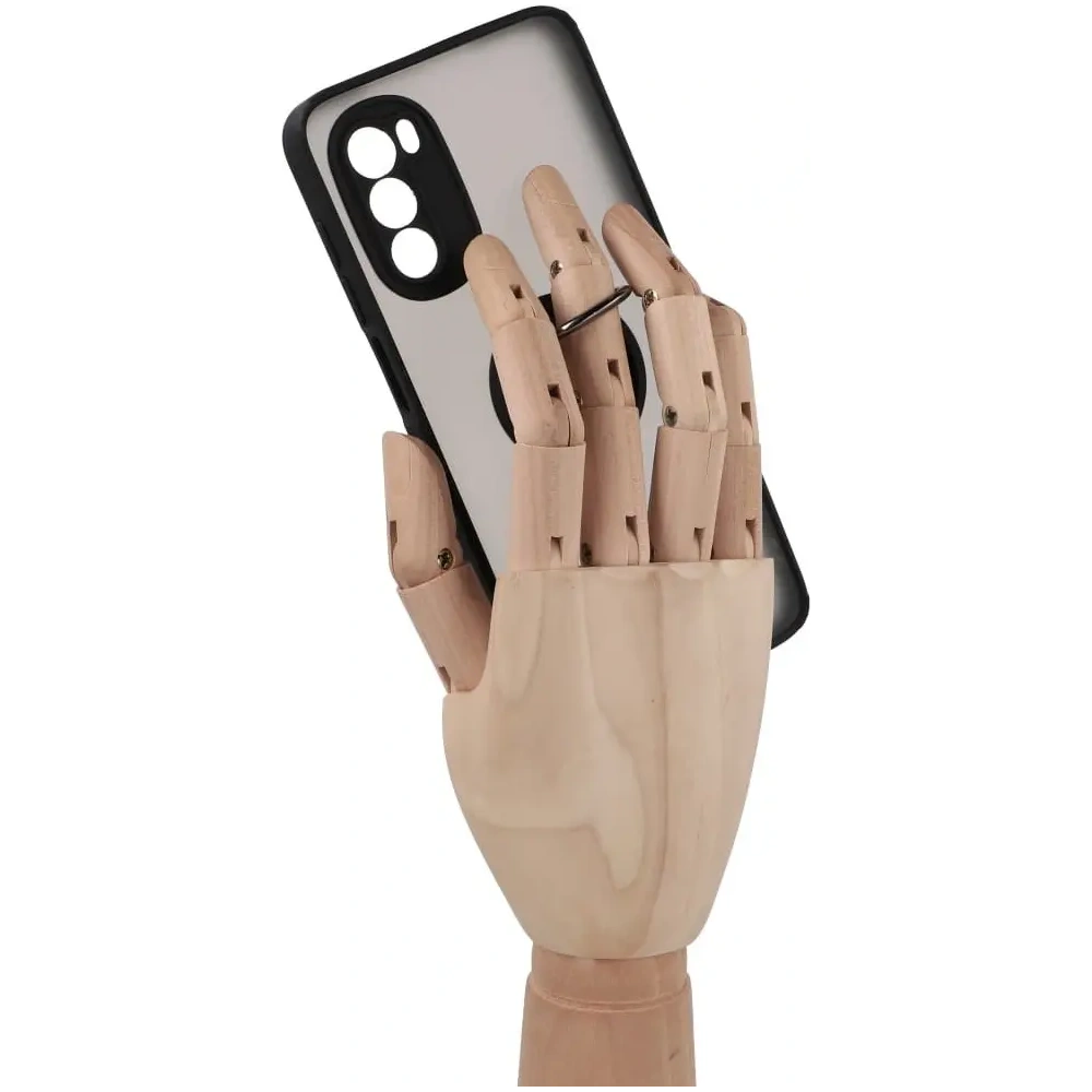 Etui z uchwytem na palec Bizon Case Hybrid Ring do Motorola Moto G52 / G82 przydymione z czarną ramką