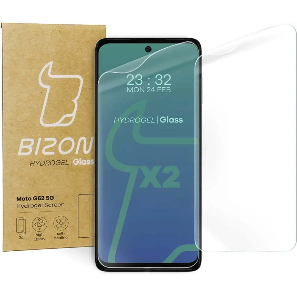 Folia hydrożelowa na ekran Bizon Glass Hydrogel Moto G62 5G [2 PACK]