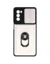 Etui Bizon Case Camshield Card Slot Ring do Moto G62 5G białe