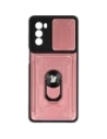 Etui Bizon Case Camshield Card Slot Ring do Moto G62 5G jasnoróżowe