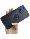 Bizon Case Hybrid Ring Motorola Moto G72 fumuriu cu un cadru albastru marin