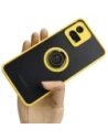 Etui z uchwytem na palec Bizon Case Hybrid Ring do Motorola Moto G72 przydymione z żółtą ramką