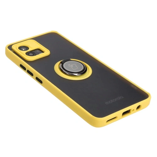 Buy Bizon Case Hybrid Ring Motorola Moto G72 smoky with a yellow frame - BIZ553 - {ean13} - Home Screen Store Europe