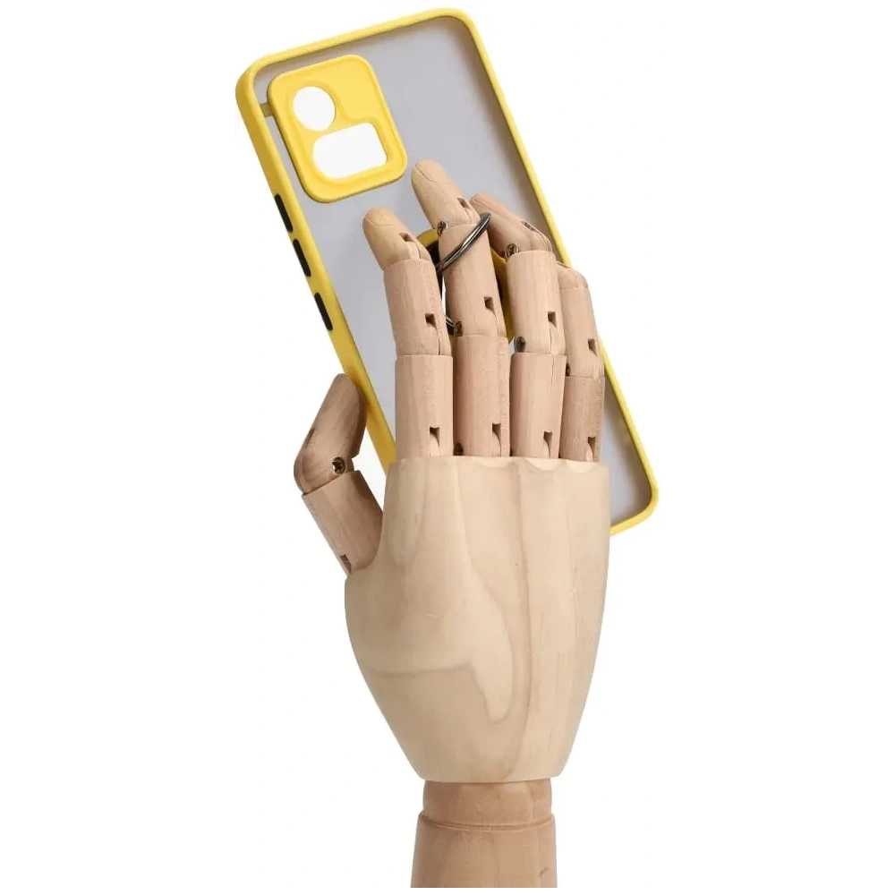 Etui z uchwytem na palec Bizon Case Hybrid Ring do Motorola Moto G72 przydymione z żółtą ramką