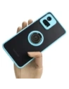 Bizon Case Hybrid Ring Motorola Moto G72 rauchig mit einem hellblauen Rahmen