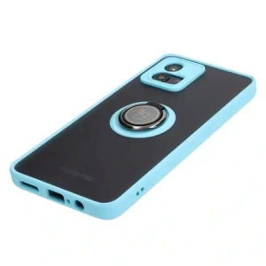 Kup Etui z uchwytem na palec Bizon Case Hybrid Ring do Motorola Moto G72 przydymione z jasnoniebieską ramką - BIZ555 - {ean13} - Sklep Home Screen