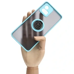 Kup Etui z uchwytem na palec Bizon Case Hybrid Ring do Motorola Moto G72 przydymione z jasnoniebieską ramką - BIZ555 - {ean13} - Sklep Home Screen
