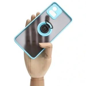 Kup Etui z uchwytem na palec Bizon Case Hybrid Ring do Motorola Moto G72 przydymione z jasnoniebieską ramką - BIZ555 - {ean13} - Sklep Home Screen